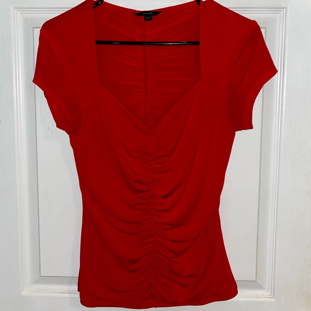 Red ruched blouse ❣️